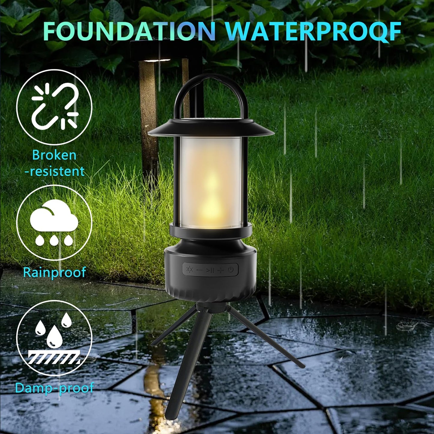 Altavoz Bluetooth al aire última intervensión, linterna de camping, altavoz impermeable para acampar, luz nocturna que se puede utilizar para la decoración de patios, porches, jardines, patios