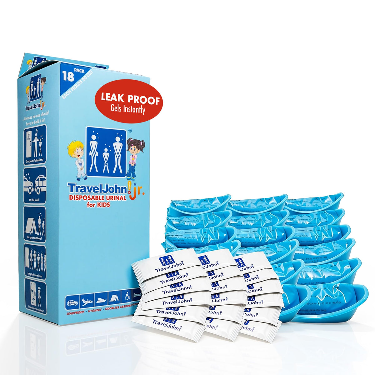 TravelJohn Jr. Disposable Urinal (TJ1H) - 18 Pack