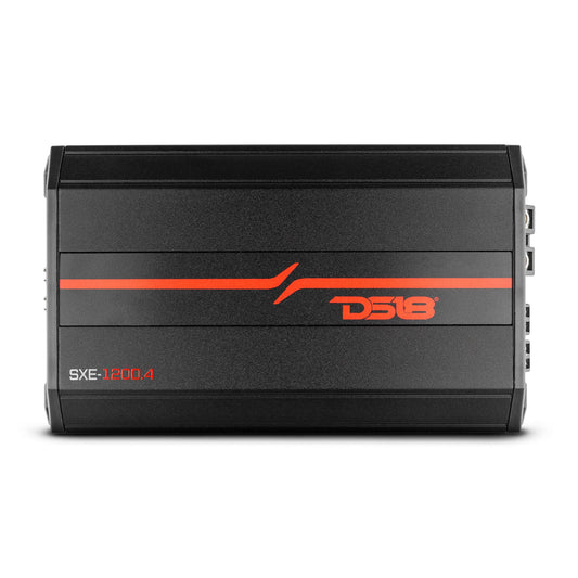 Amplificador de Coche DS18 Negro Rango Completo Clase A/B 4 Canales 1200 Vatios para Sistema de Audio del Coche
