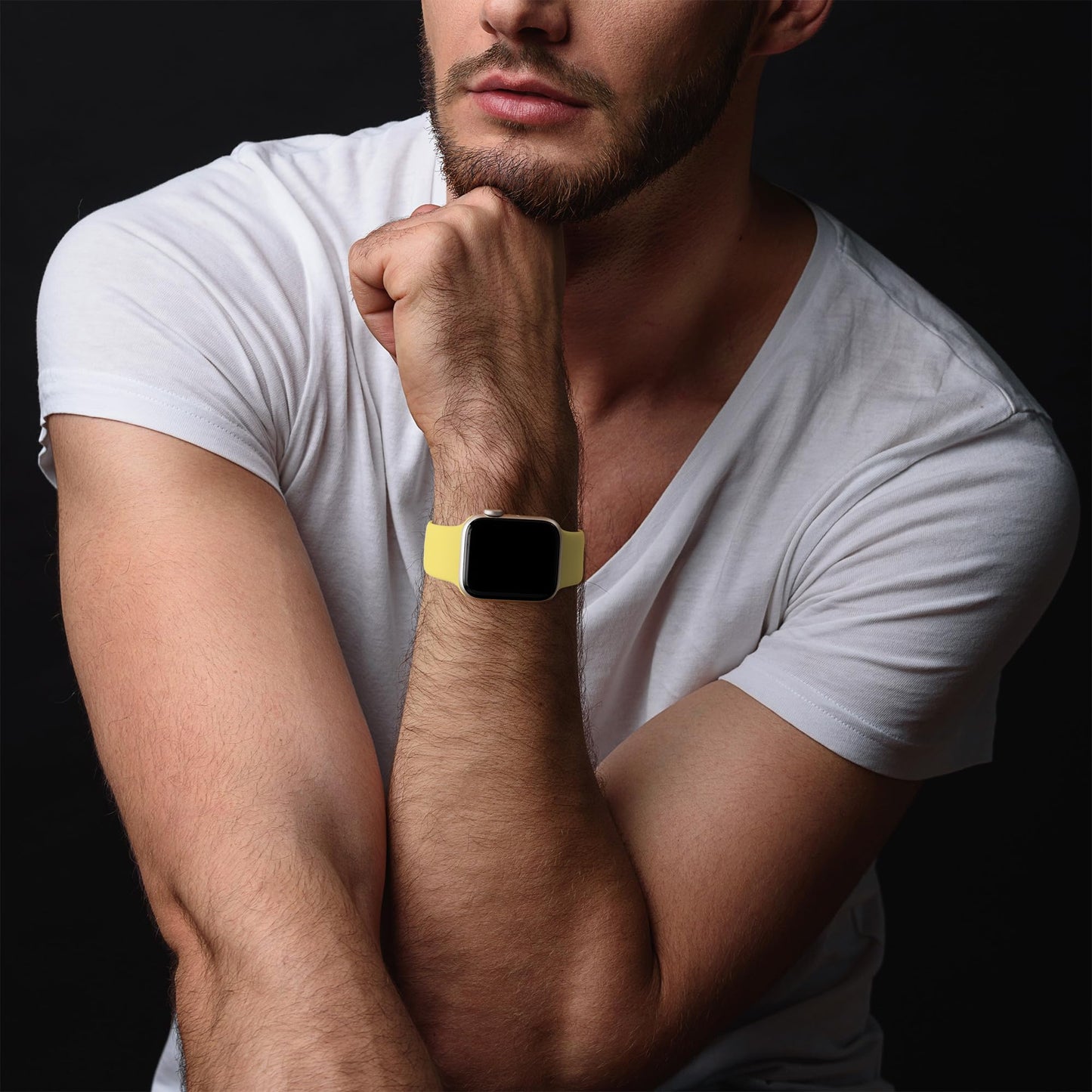 Sycamond - Correa de silicona compatible con Apple Watch de 41 mm, 40 mm, 38 mm, correa deportiva de repuesto para iWatch Series SE 10, 9, 8, 7, 6, 5, 4, 3, Ultra 2, 1, mujeres, hombres, S/M amarillo