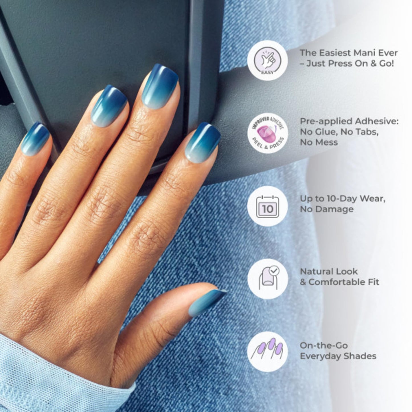 KISS imPRESS Color Press-On Nails Set de manicura sin esmalte, 'Sweet Mango', 30 uñas postizas a prueba de astillas y manchas