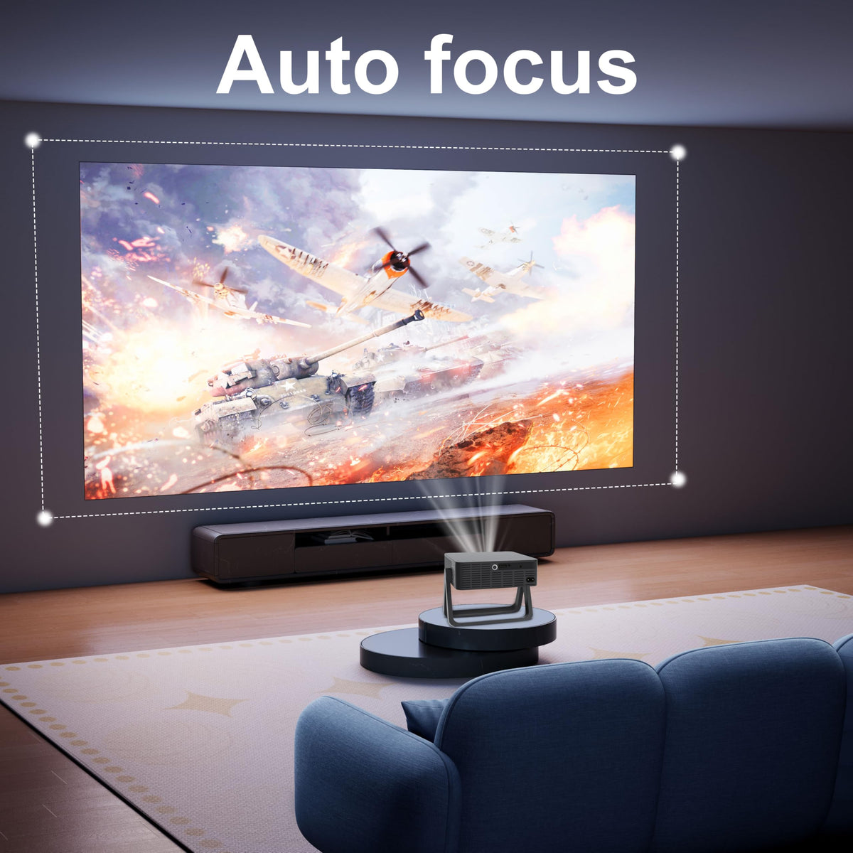 Proyector Portátil ZEEDWEALD 1080P 4K Enfoque Automático Bluetooth 5G para Cine en Casa