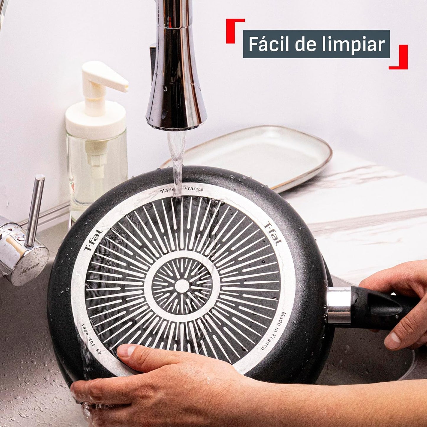 Batería de Cocina T-fal Hard Titanium Plus Negro 6 Piezas Antiadherente Duradero