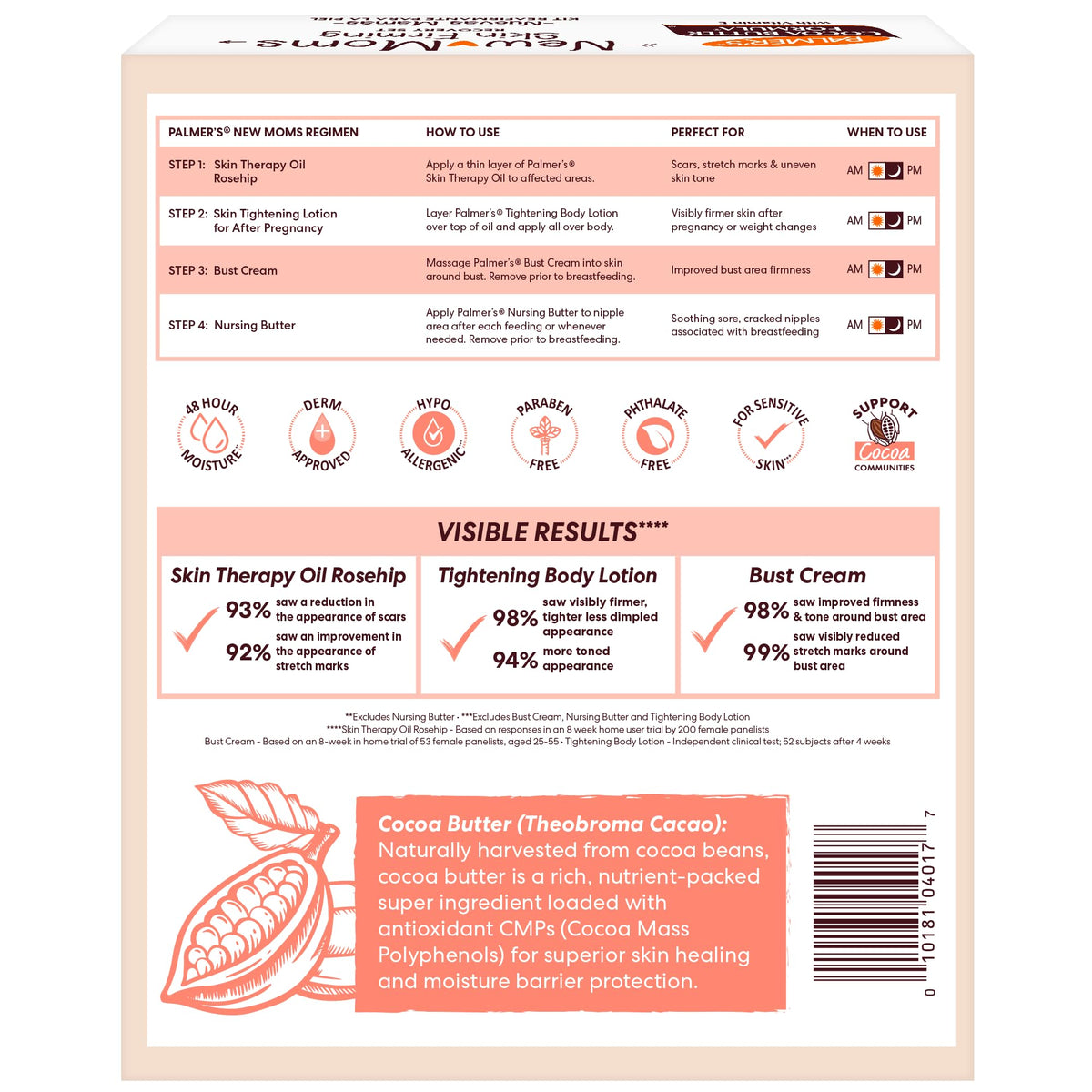 Skin Recovery Set for New Moms from Palmer's Cocoa Butter Formula | Skincare Essentials for After Pregnancy Care | Free of Parabens & Phthalates | 4 Piece Kit