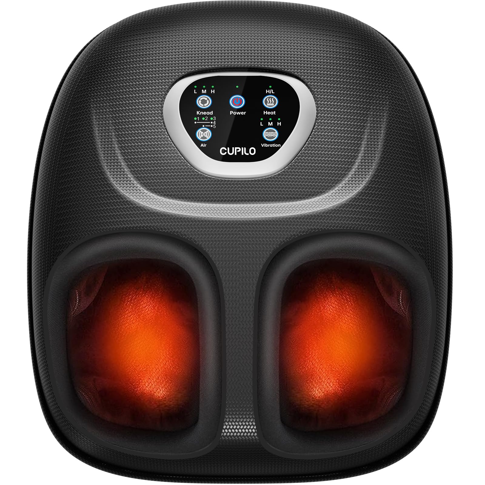CuPiLo Máquina Masajeador de Pies Shiatsu con Calor, Vibración Ajustable y Compresión para Aliviar el Dolor de Neuropatía, Fascitis Plantar y Tensión Muscular