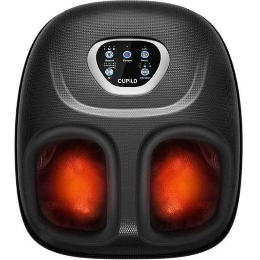 CuPiLo Máquina Masajeador de Pies Shiatsu con Calor, Vibración Ajustable y Compresión para Aliviar el Dolor de Neuropatía, Fascitis Plantar y Tensión Muscular
