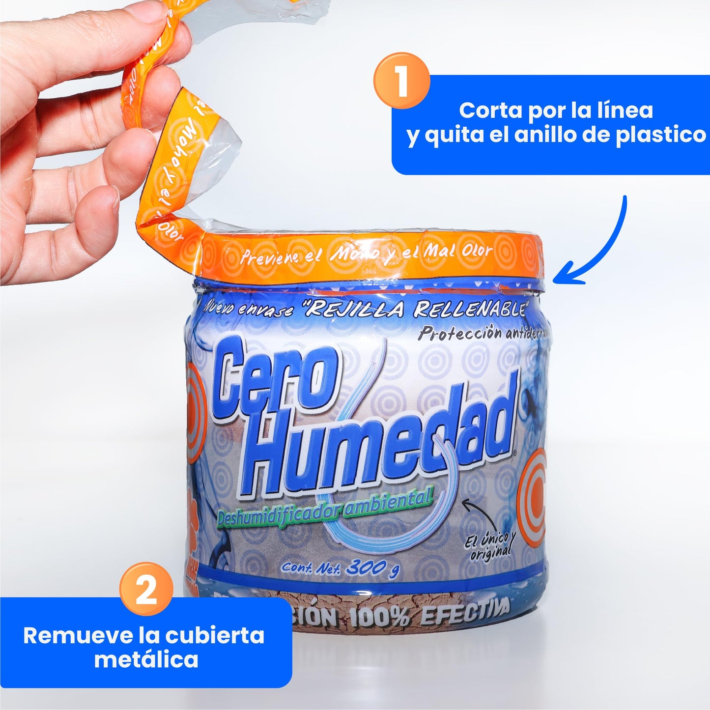 Cero Humedad - Deshumidificador de 3.2 Kg - Incluye 2 Rejillas Rellenables 300 Grs c/u