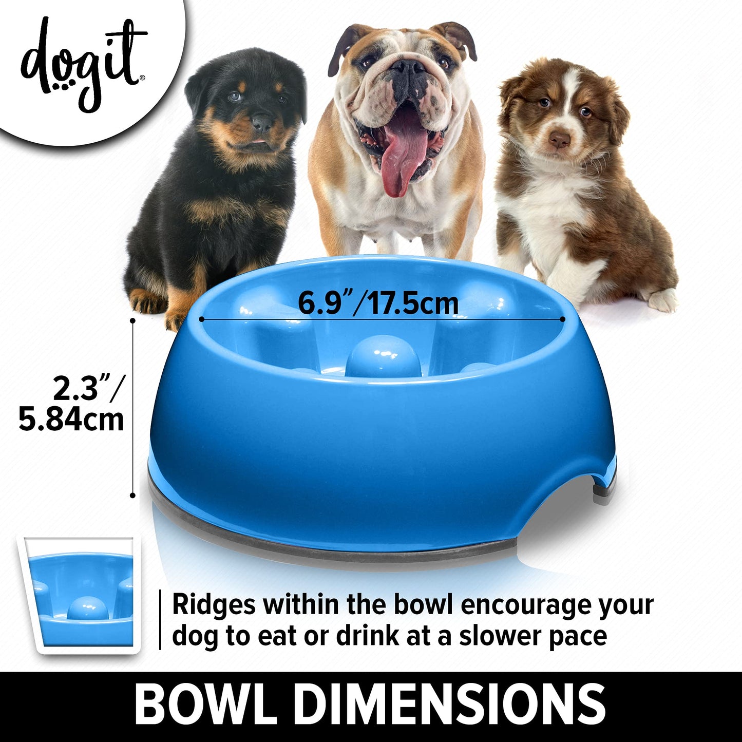 Comedero Lento Dogit Azul Anti-Gulping S para Perros