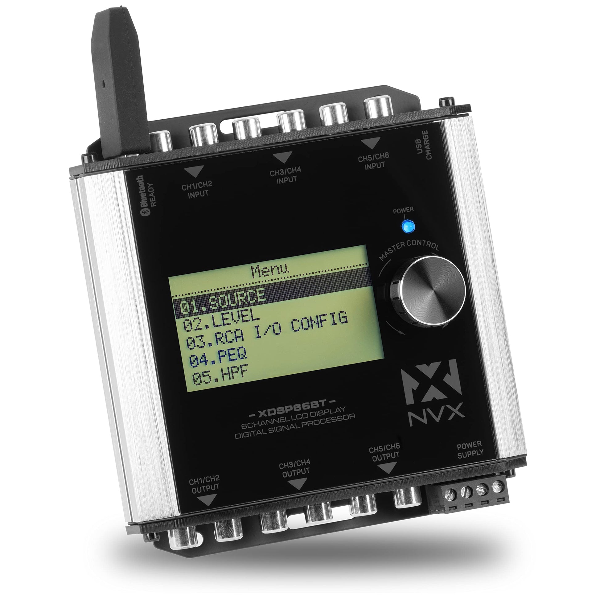 Procesador de Señal Digital NVX X-Series 6 Canales con Ecualizador Paramétrico de 15 Bandas y Pantalla LCD 2.7 Pulgadas con Bluetooth USB