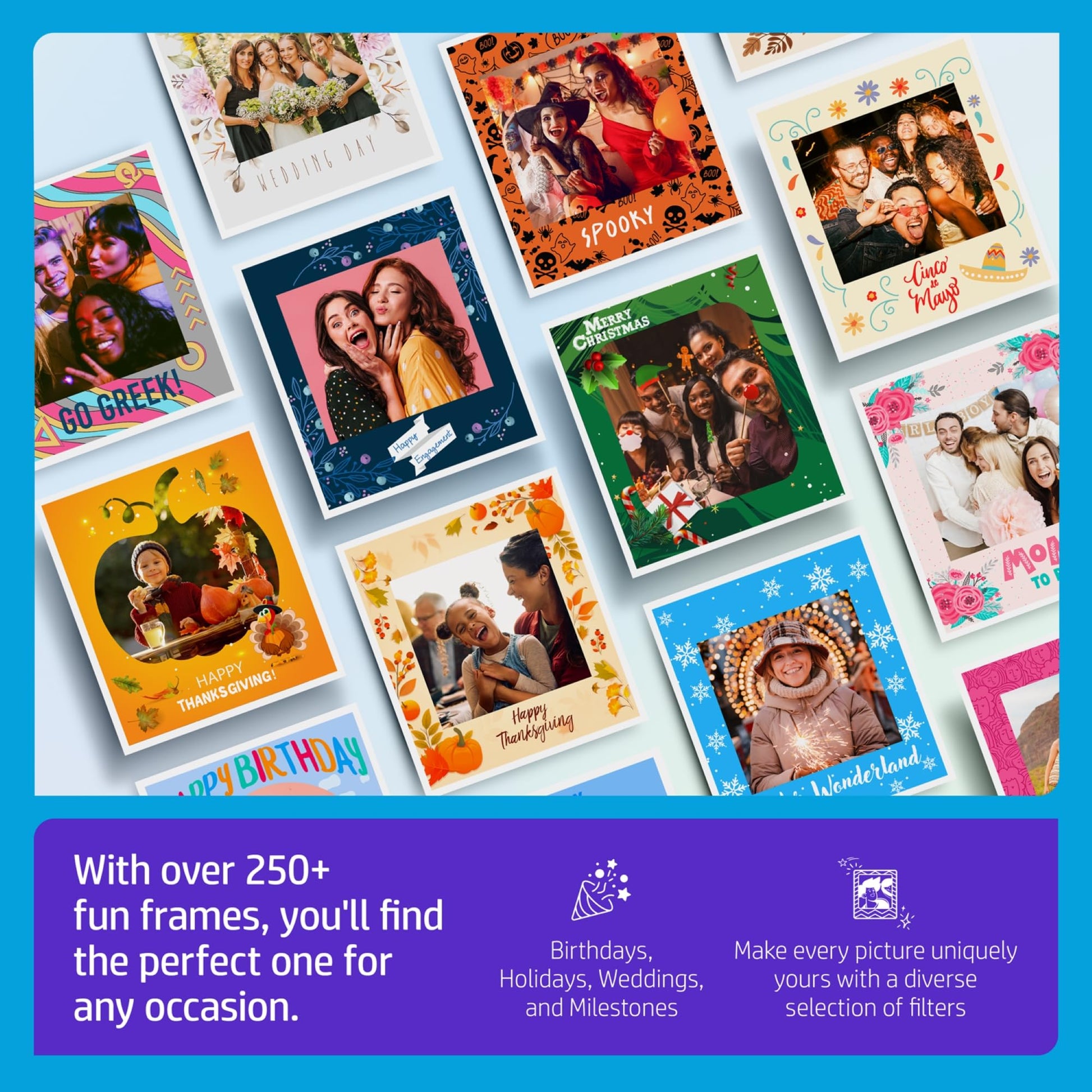 HP Sprocket Photobooth 3x4 Colour Photo Printer (White) – 250+ Frame, Zink Paper, WiFi, LED Ring Light, Touch Screen & Mobile App.