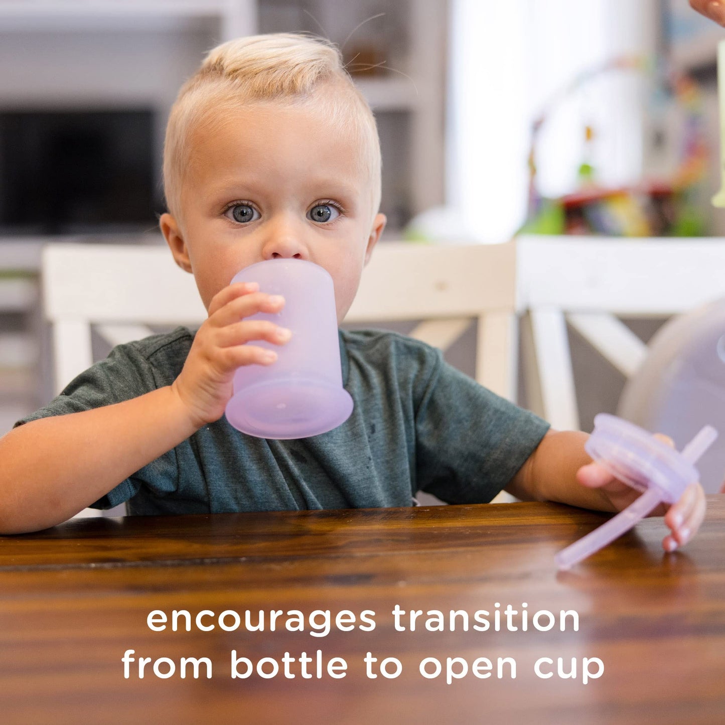 Olababy Taza de Entrenamiento de Silicona con Tapa de Popote | Taza de Agua para Bebés | Bebé de 6+ Meses a Niño Pequeño de 12-18 Meses | Taza Sippy para Niños y Taza de Batidos | Destete Dirigido por