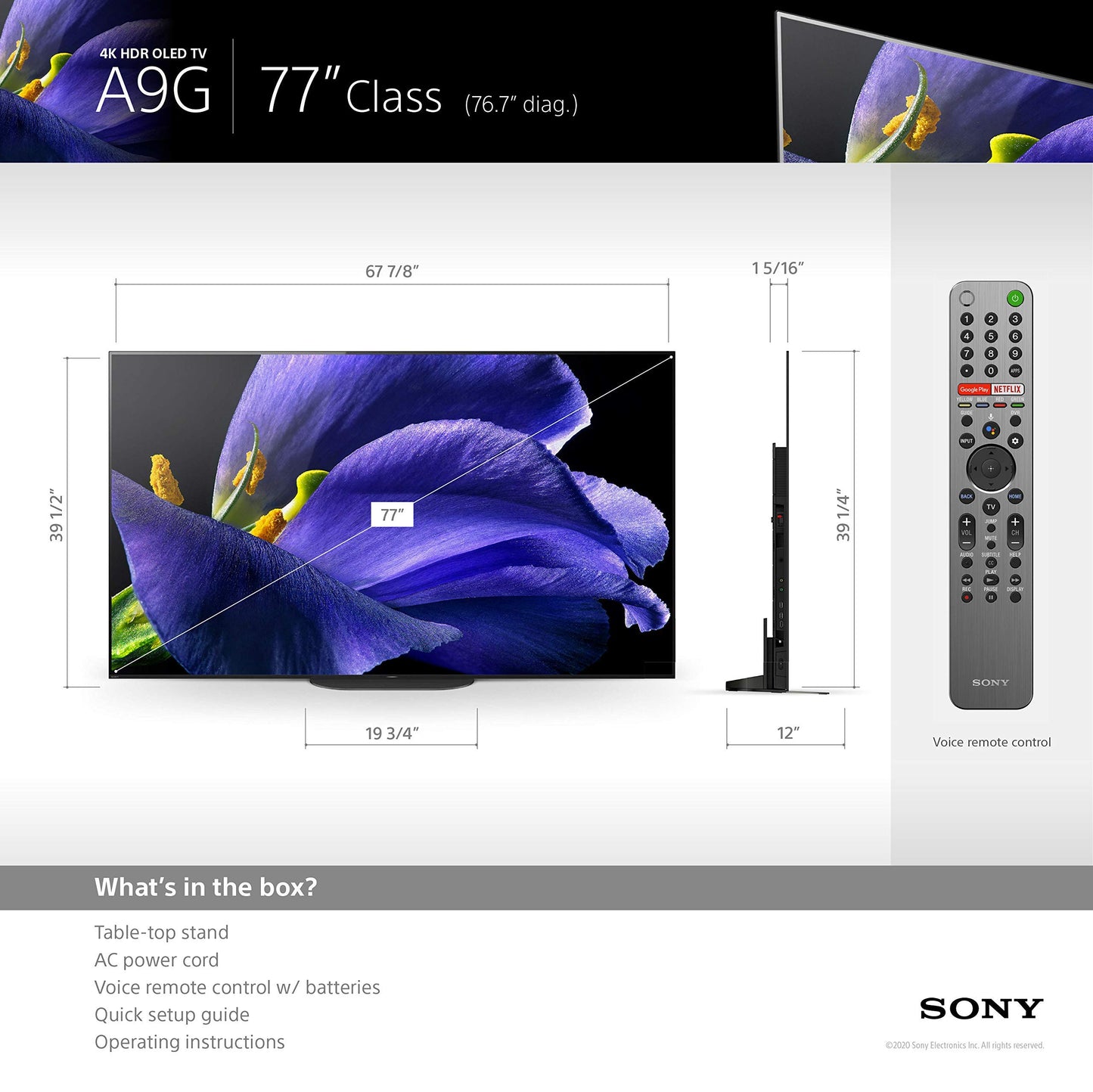 Televisor OLED Smart 4K Ultra Alta Definición Sony Bravia 77 Pulgadas con Cobertura Adicional Epic Protect 2020