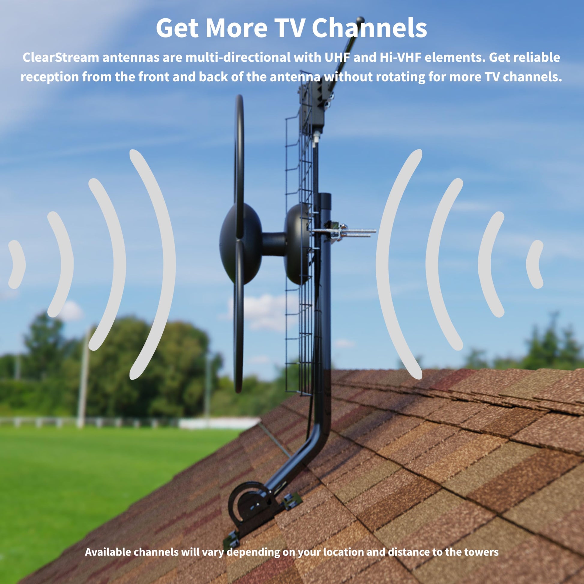 Antennas Direct C2-V-CJM ClearStream 2-V - Antena UHF/VHF (Interior y Exterior, Montaje de 50.8 cm), 60 Mile