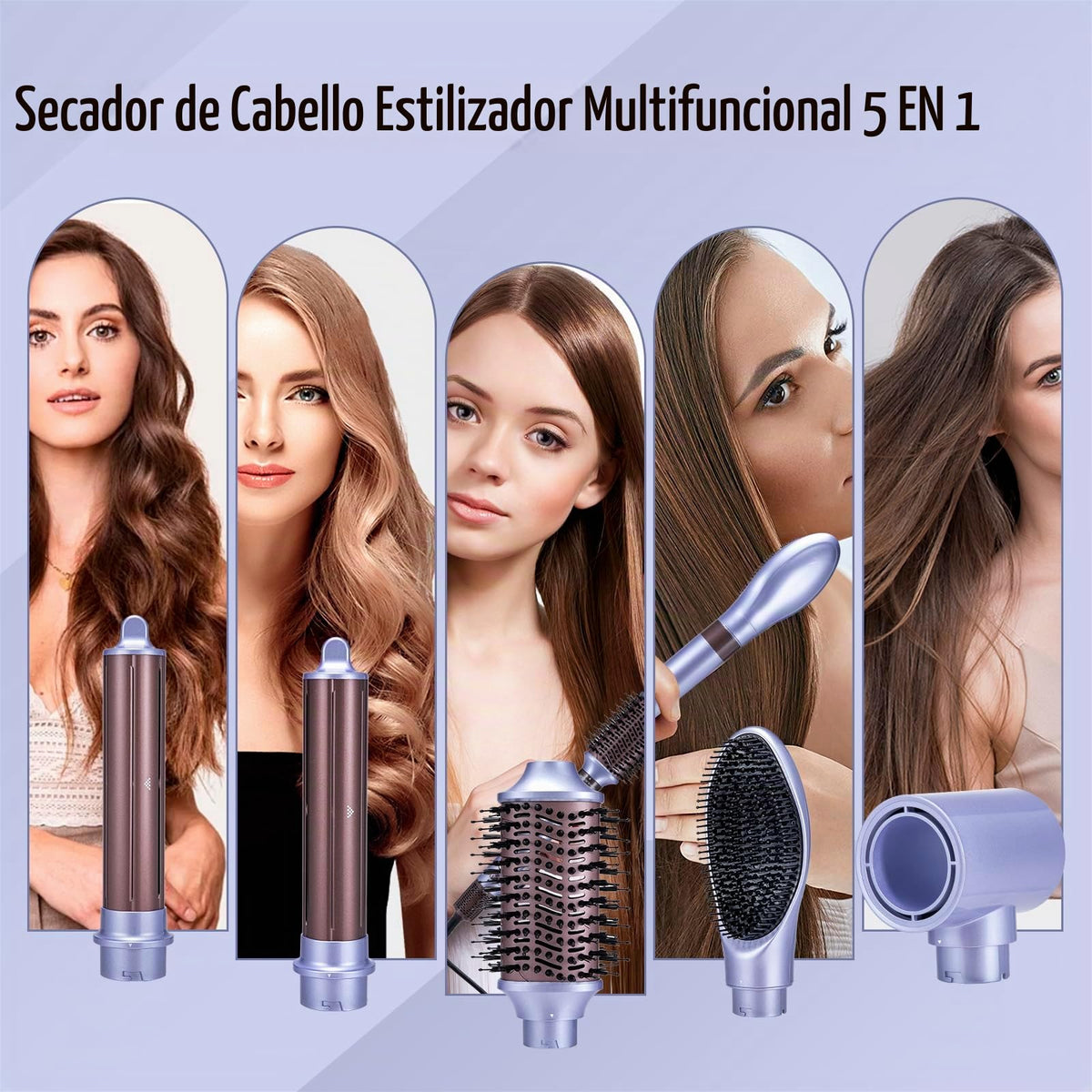 Estilizador De Aire Caliente AIKO PRO Negro Alta Velocidad Secado Rápido 5 en 1 para Mujer