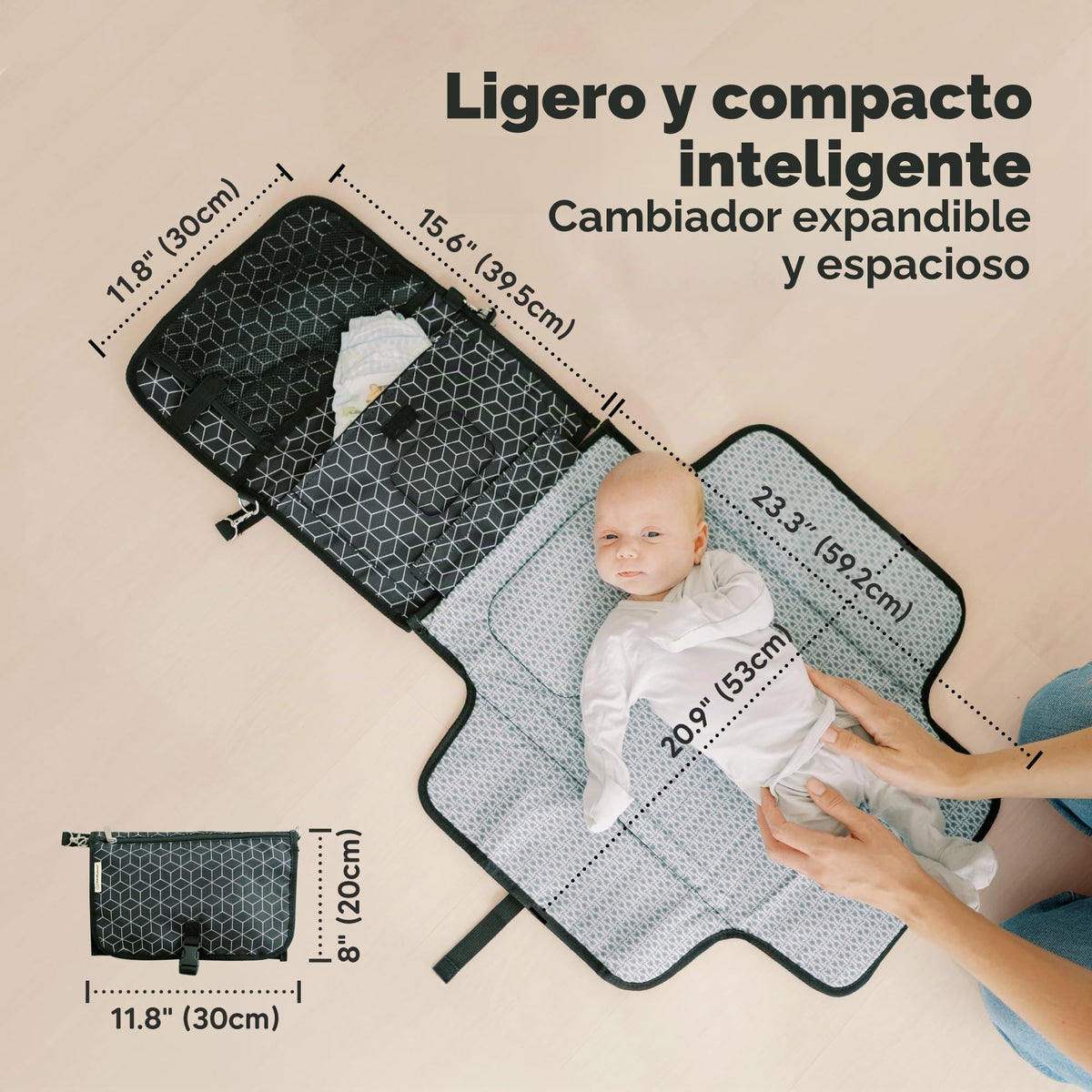 KeaBabies Cambiador portátil de pañales – Cambiador de viaje impermeable para bebé, plegable para pañales de bebé, pañal desmontable para la estación de cambio de pañales, tapete para cambio de pañales (Geo