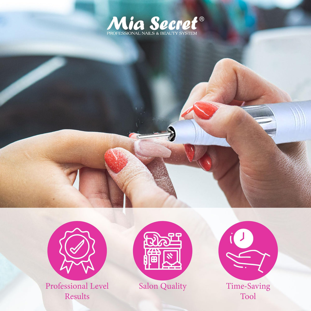 Taladro de Uñas Mia Secret 290 Portátil Recargable para Salón Profesional