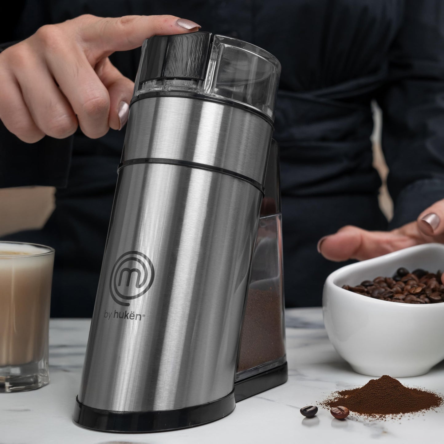Molino de Café y Especias MasterChef Hukën Acero Inoxidable Motor 150W Ideal para Molido Perfecto