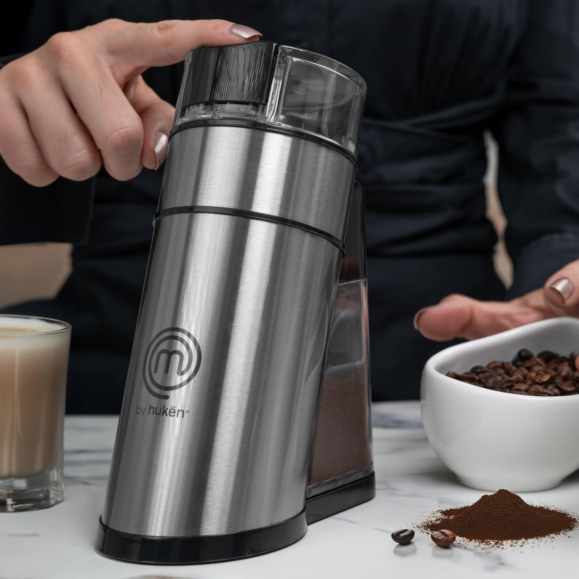 Molino de Café y Especias MasterChef Hukën Acero Inoxidable Motor 150W Ideal para Molido Perfecto