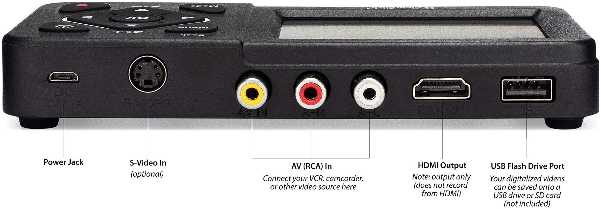 ClearClick Video to Digital Converter 2.0 (segunda generación) – Grabar vídeo de VCR's, cintas VHS, AV, RCA, Hi8, videocámara, DVD, sistemas de juegos [Requiere grabadora de vídeo/videocámara y cintas