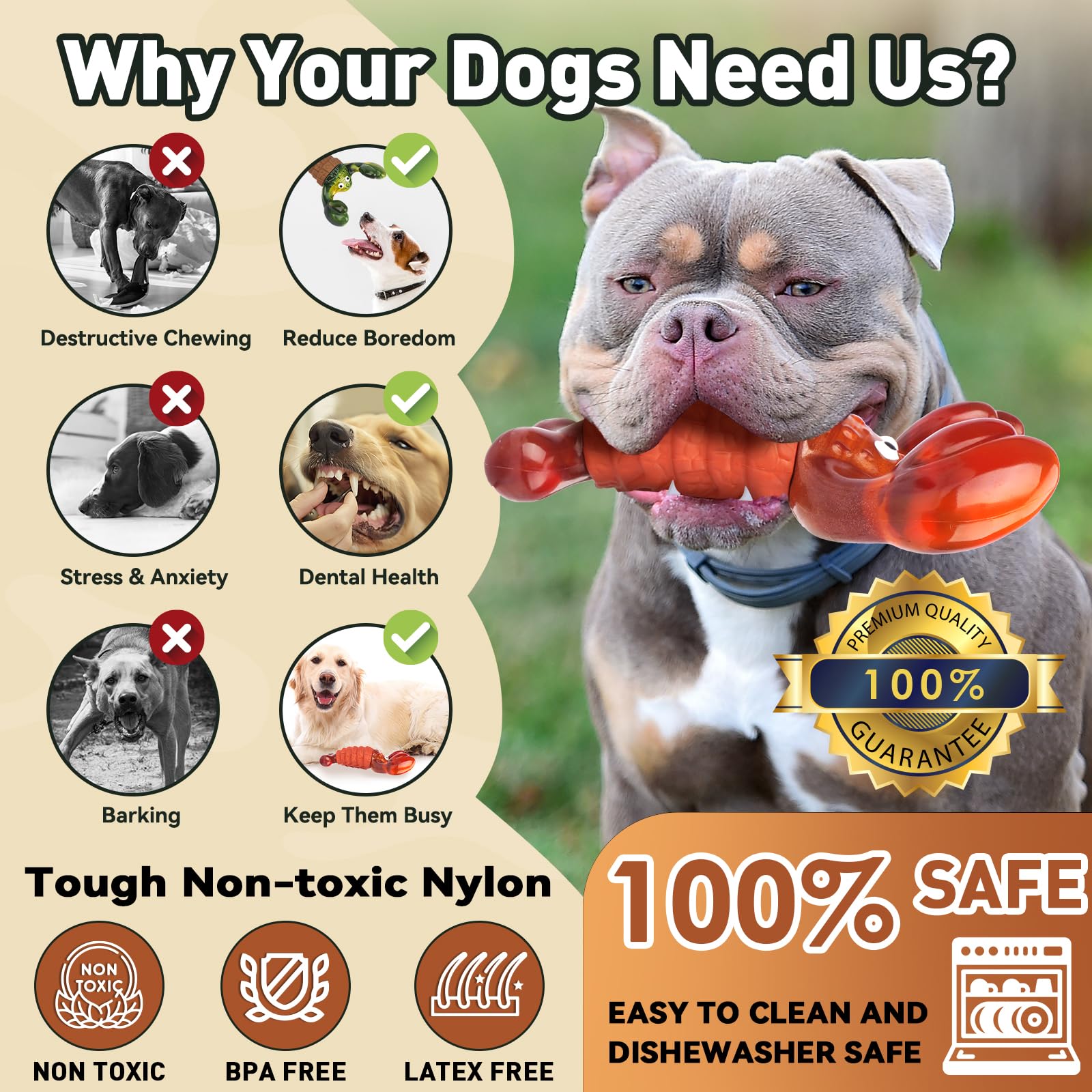 Juguetes para perros para masticadores agresivos, juguetes interactivos para masticar perros grandes, juguetes indestructibles para perros chirriantes para mantenerlos ocupados, juguetes duros para