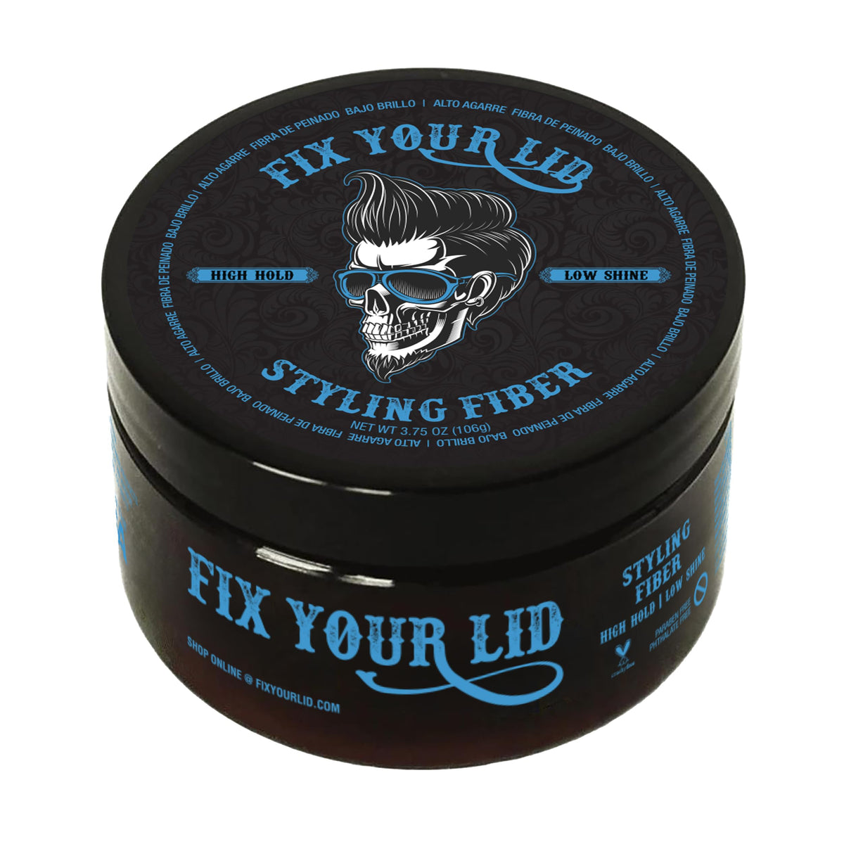 FIX YOUR LID, Fibra para Peinar, Fijación Fuerte, Ideal para Niños y Hombres, Sin Brillo, Aroma Cítrico, 3.75 Onzas