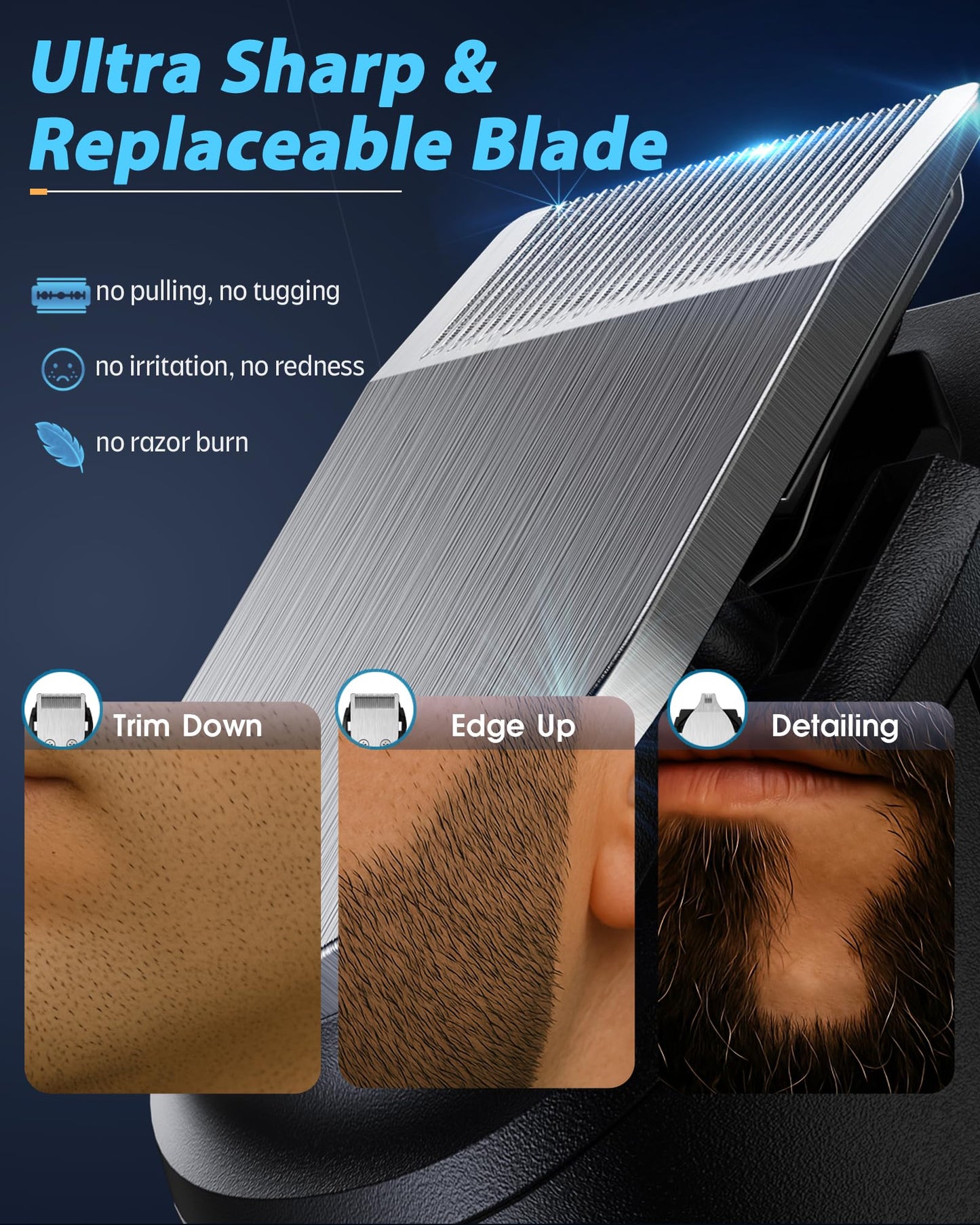 Voukad Recortadora Eléctrica De Precisión 40 Para Barba, Rostro, Bigote, Cuerpo Y Orejas. Kit De Aseo Impermeable Para Hombre.