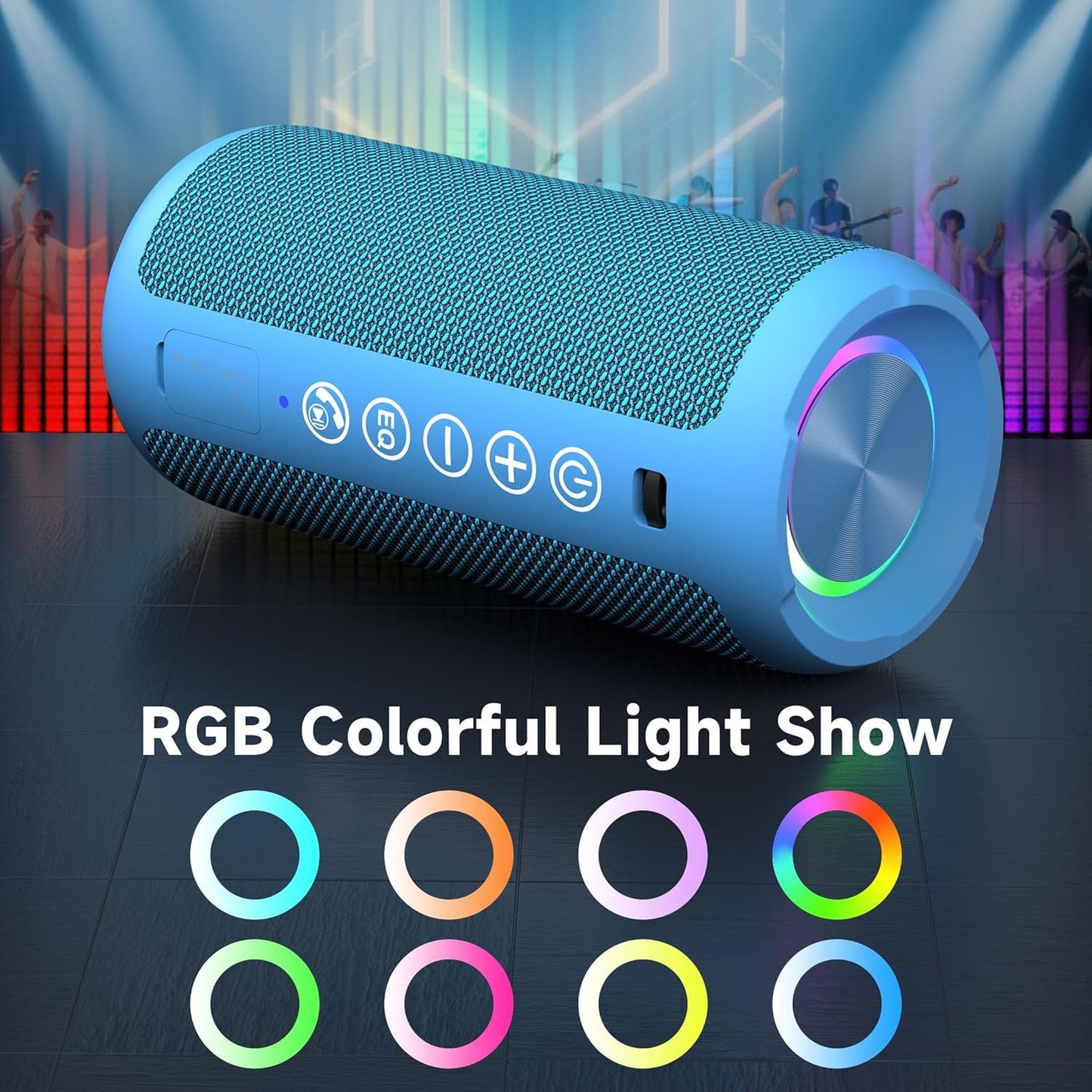 Ortizan Bocina Bluetooth Portátil, IPX7 Resistente al Agua con Sonido estéreo de 24 W, Altavoces Exteriores con Bluetooth 5.0, 30 Horas de reproducción, Rango Bluetooth de 20 m, emparejados duales