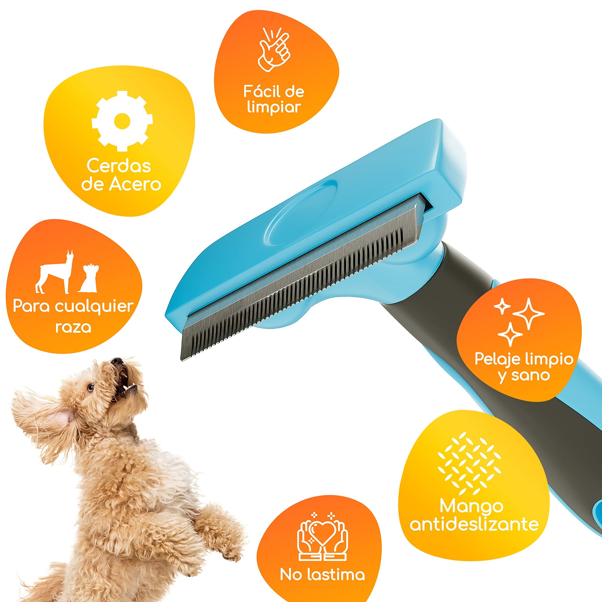 Deslanador MASCRETTA Azul con Diseño de Agarre Firme y Cómodo para Mascotas