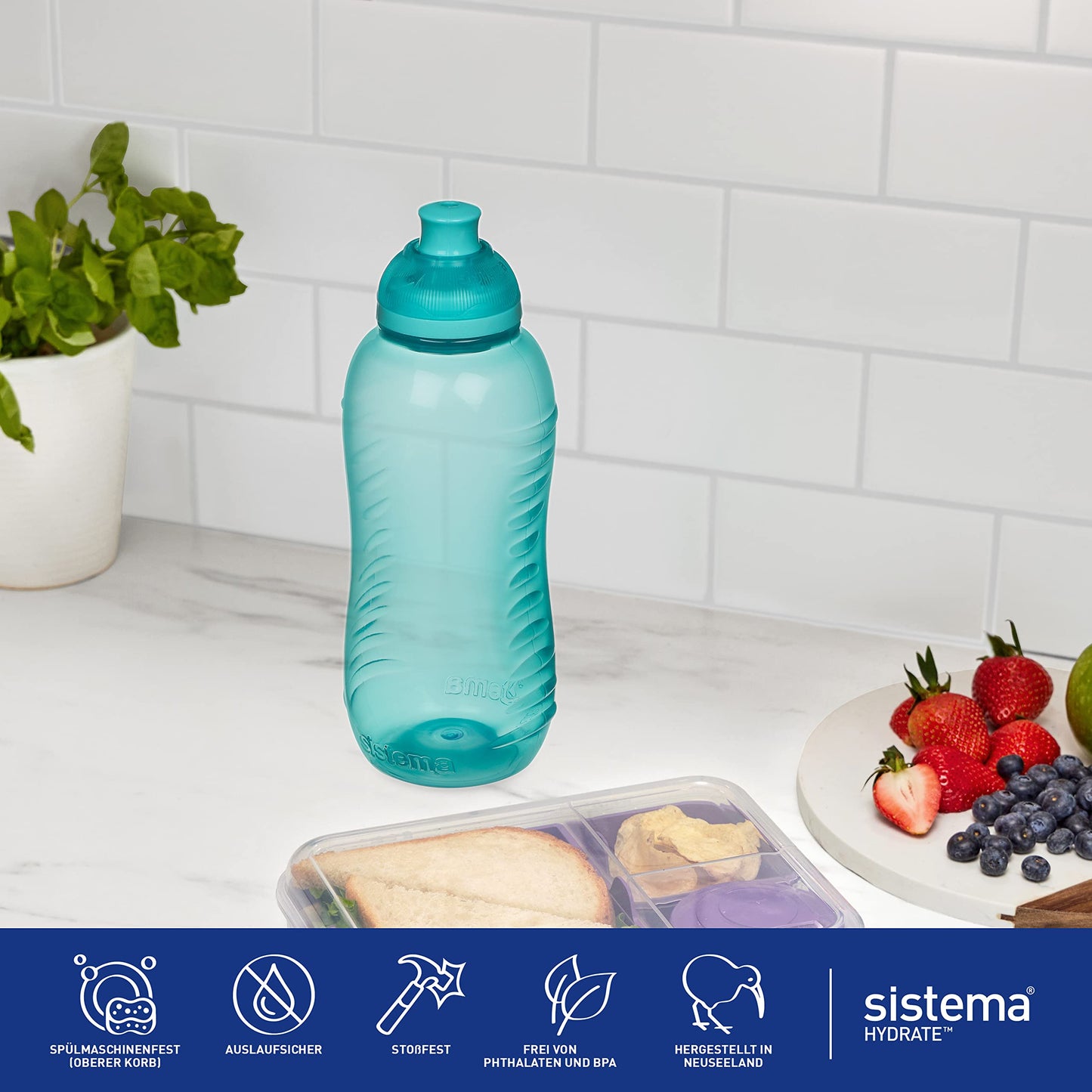 Sistema 780C6 Colección Twist 'N' Sip Botella de agua, 325 ml, azul/rosado/verde