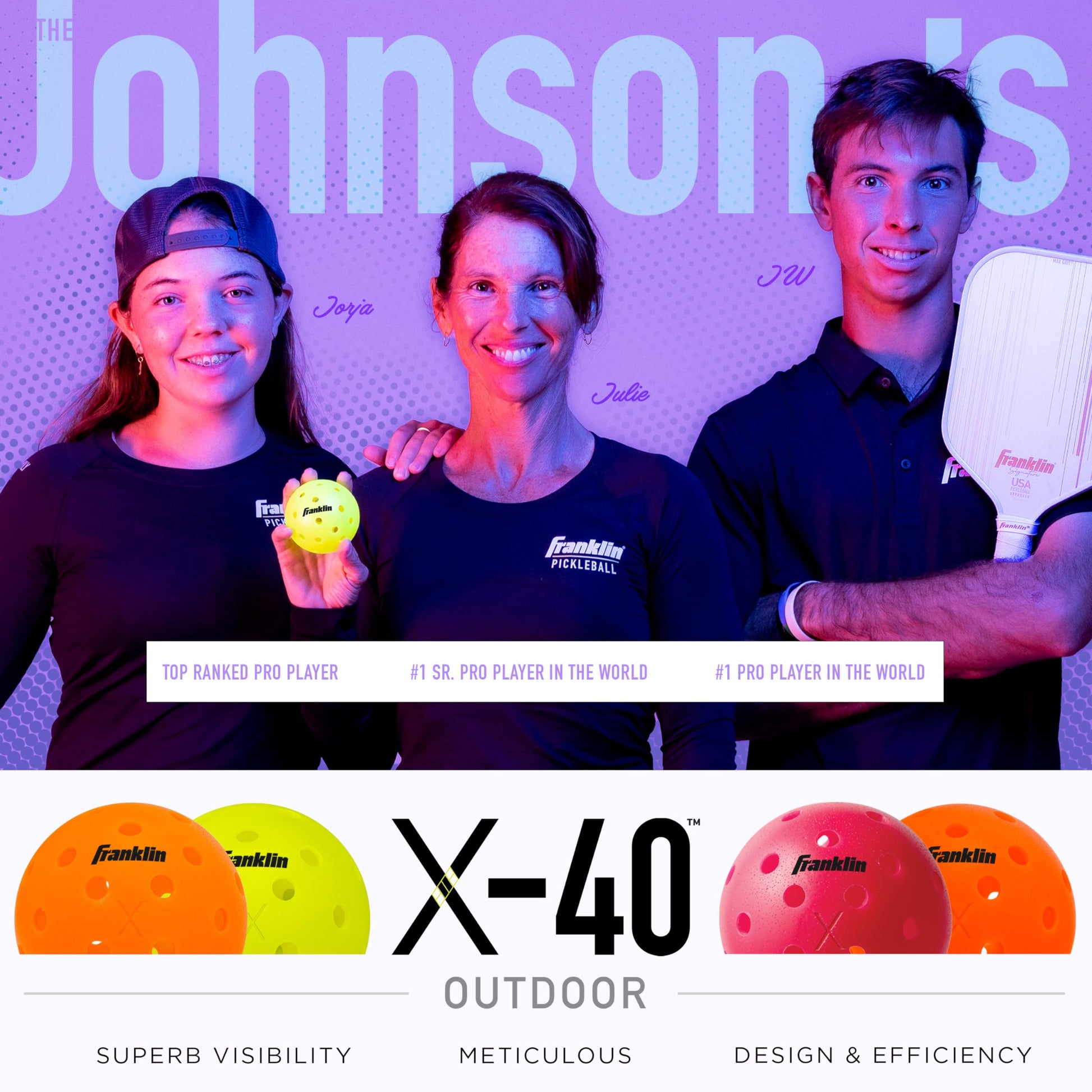 Franklin Sports - Bolas de Pickleball X-40 para Exteriores, aprobadas por Estados Unidos (USAPA) - Paquete de 3 Pickleballs Exteriores - Ember - Bola Abierta de Estados Unidos
