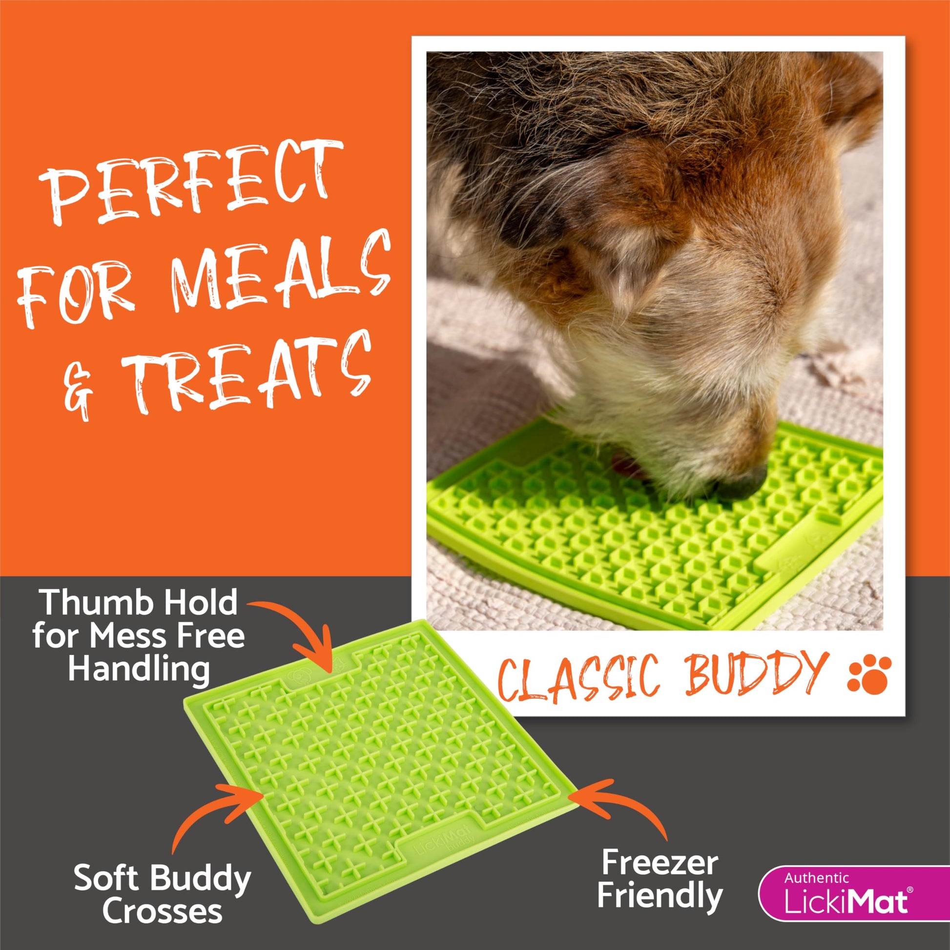 LickiMat - Comedero lento clásico para perros, para reducir el aburrimiento y la ansiedad; perfecto para alimentos, dulces, yogur, mantequilla de maní. Divertida alternativa a un tazón para perros de alimentación lenta.