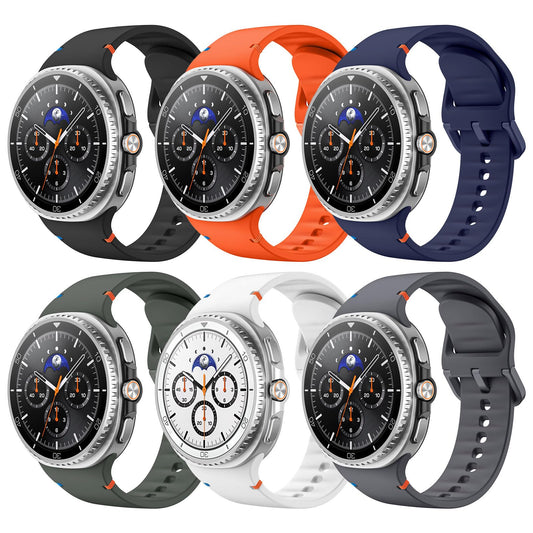 Astorgos 6 Pack Sport Bands Compatible for Samsung Galaxy Watch 8 Band 40mm 44mm/Galaxy Watch 8 Classic 46mm, No Gap Soft Silicone Strap for Men Women, S/M, BLK+WH+SG+AG+MB+O