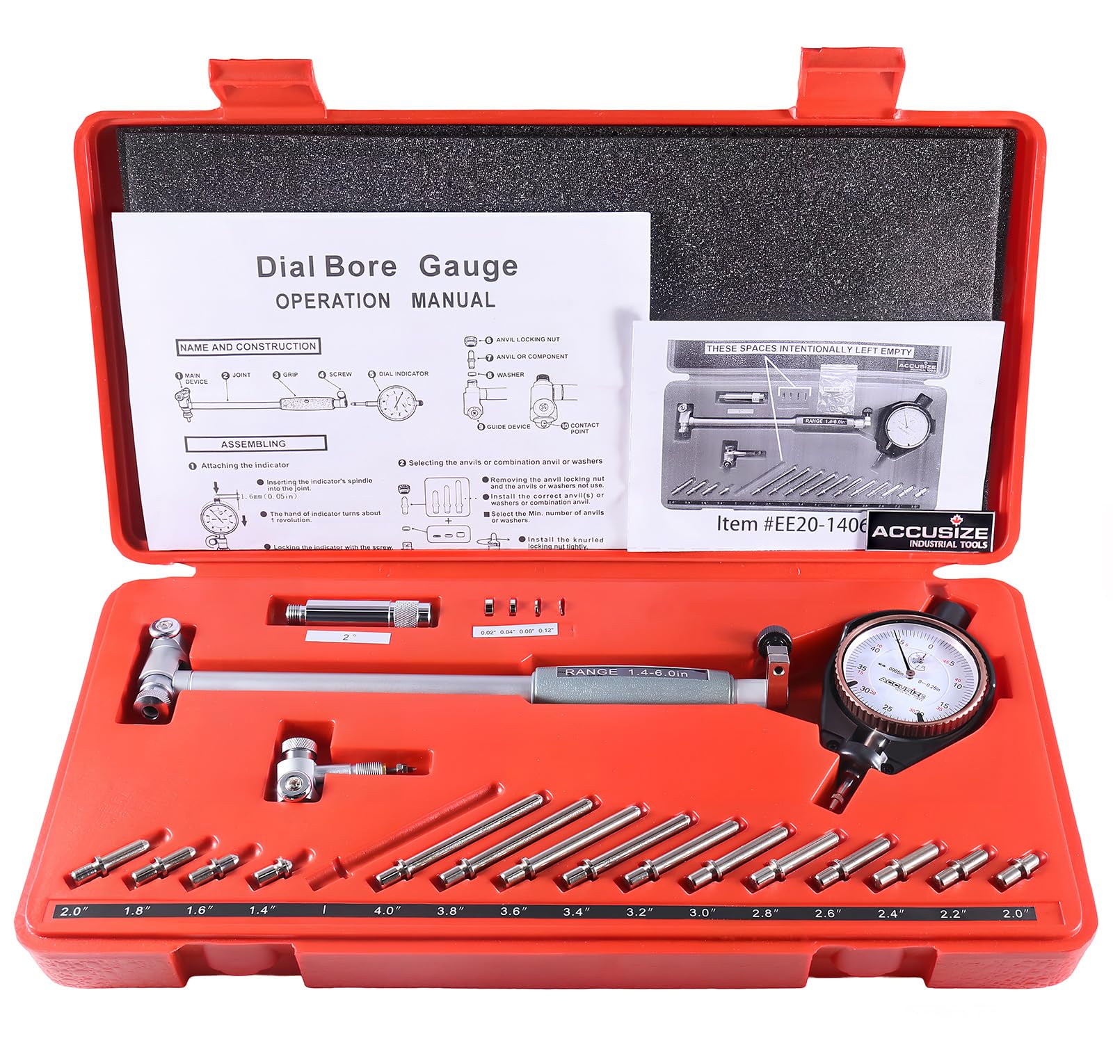 Juego de Calibradores de Esfera Accusize Industrial Tools Metal 1.4 a 6 Pulgadas Graduación 0.000 Pulgadas