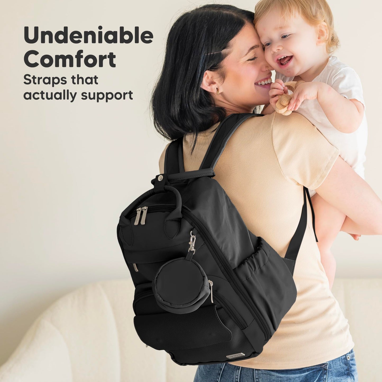KeaBabies - Mochila para pañales de viaje (moderno negro, S)