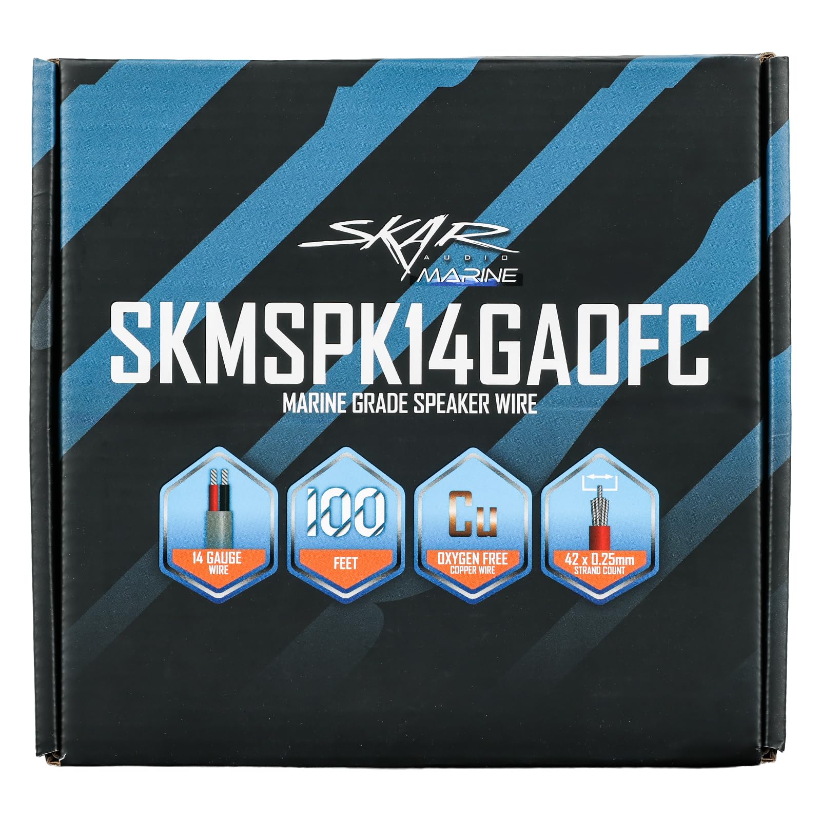 Skar Audio 14 calibre (AWG) Elite Marine Grade cobre estañado OFC Cable de altavoz de audio estañado de grado marino, 100 pies
