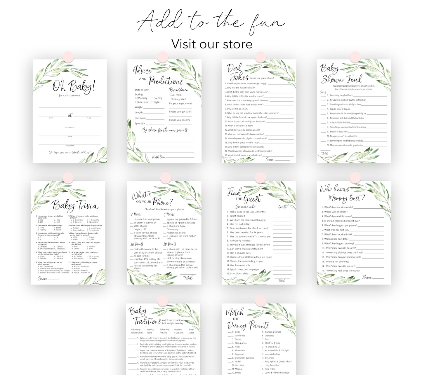 GREENERY - Tarjetas de predicción y consejos, paquete de 25 unidades, mensaje para padres de mamá y papá para ser mamá y papá, rústico floral verde oliva rama para parejas, ducha de acuerdo, libro de