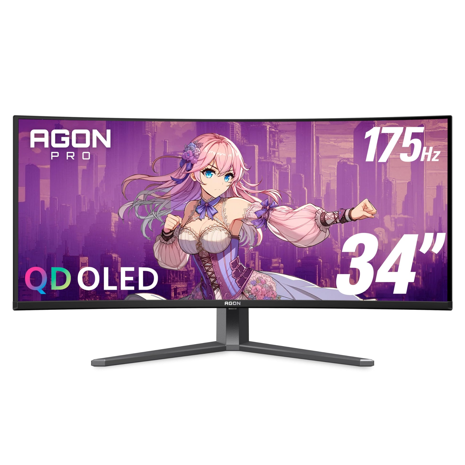 AOC Agon PRO AG346UCD Monitor de juego QD OLED ultra ancho curvado de 34 pulgadas, WQHD 21:9 3440 x 1440, 175Hz 0.03ms, compatible con G-Sync, HDR 400 True Black, USB 3.2, altura ajustable, lista para