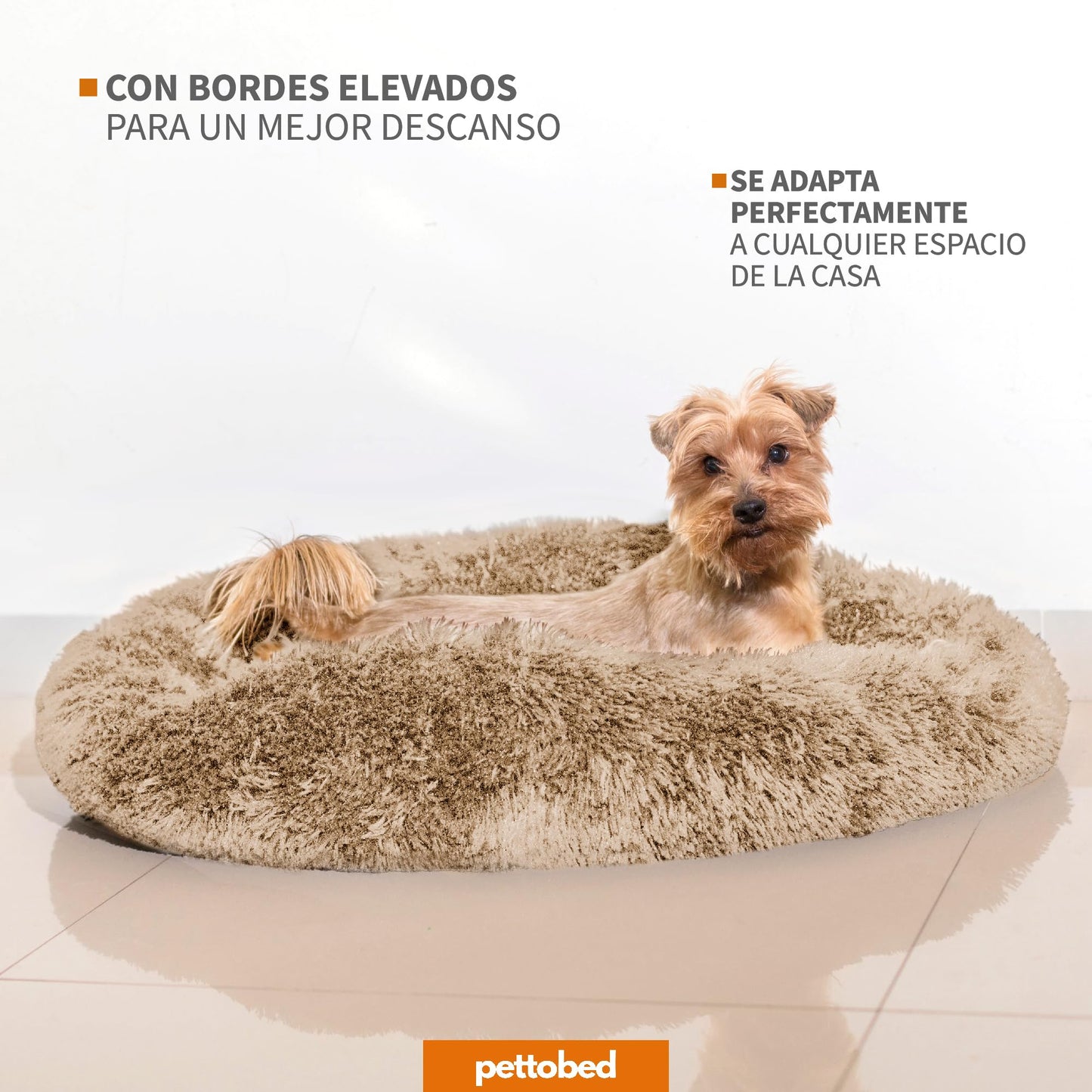 Cama para Perros PET TO BED Beige Antiestrés Redonda y Esponjosa Mediana