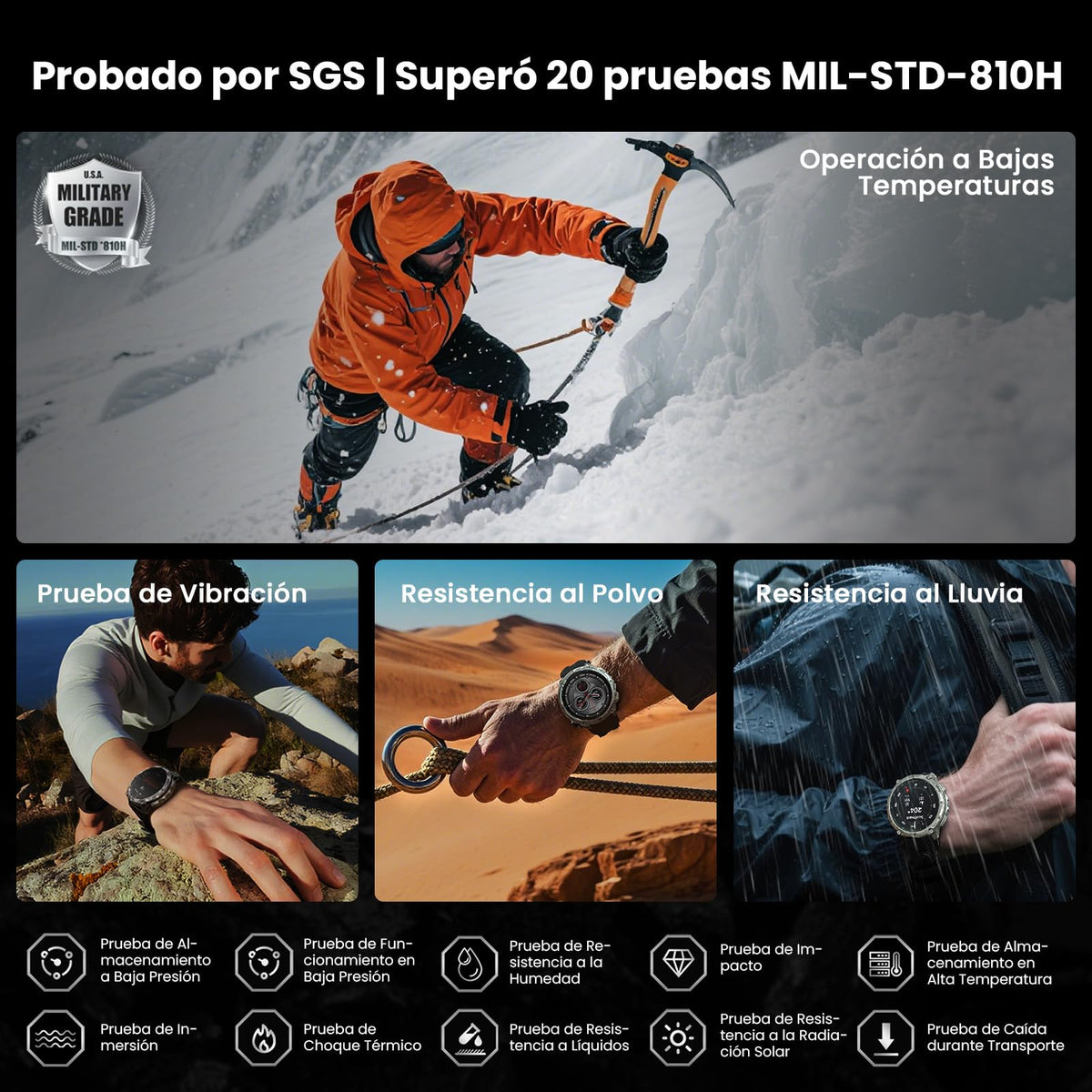 Smartwatch KOSPET Tank T4 Acero GPS Mapa Offline 10 ATM 15 Días Batería