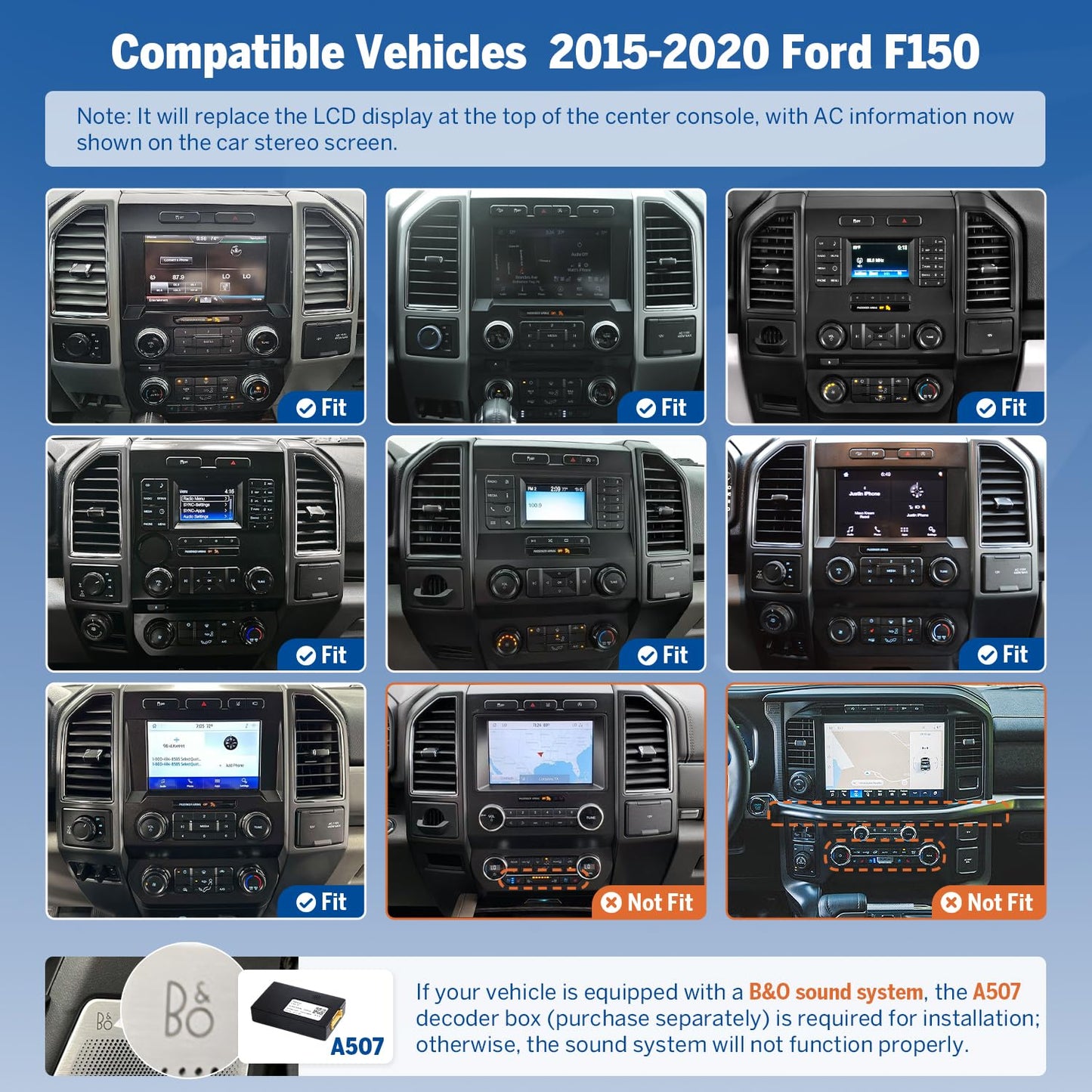 Eonon 4+64GB 12.1" Estéreo de coche doble DIN para Ford F-150 15-20