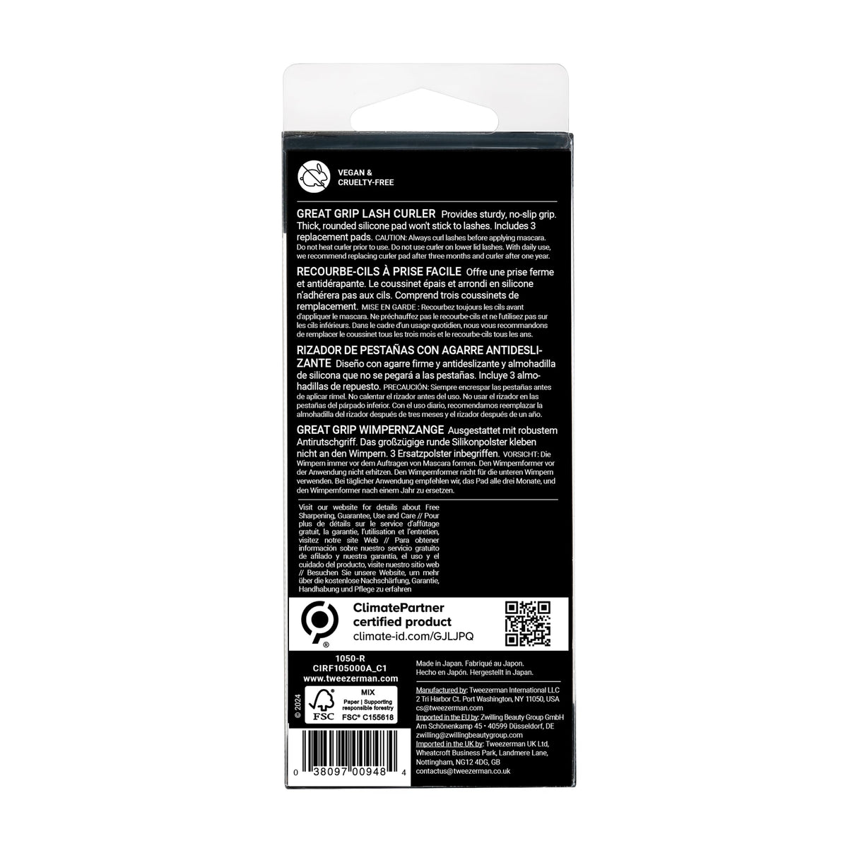 Rizador de Pestañas Con Manijas Comodas, Color Negro Onyx