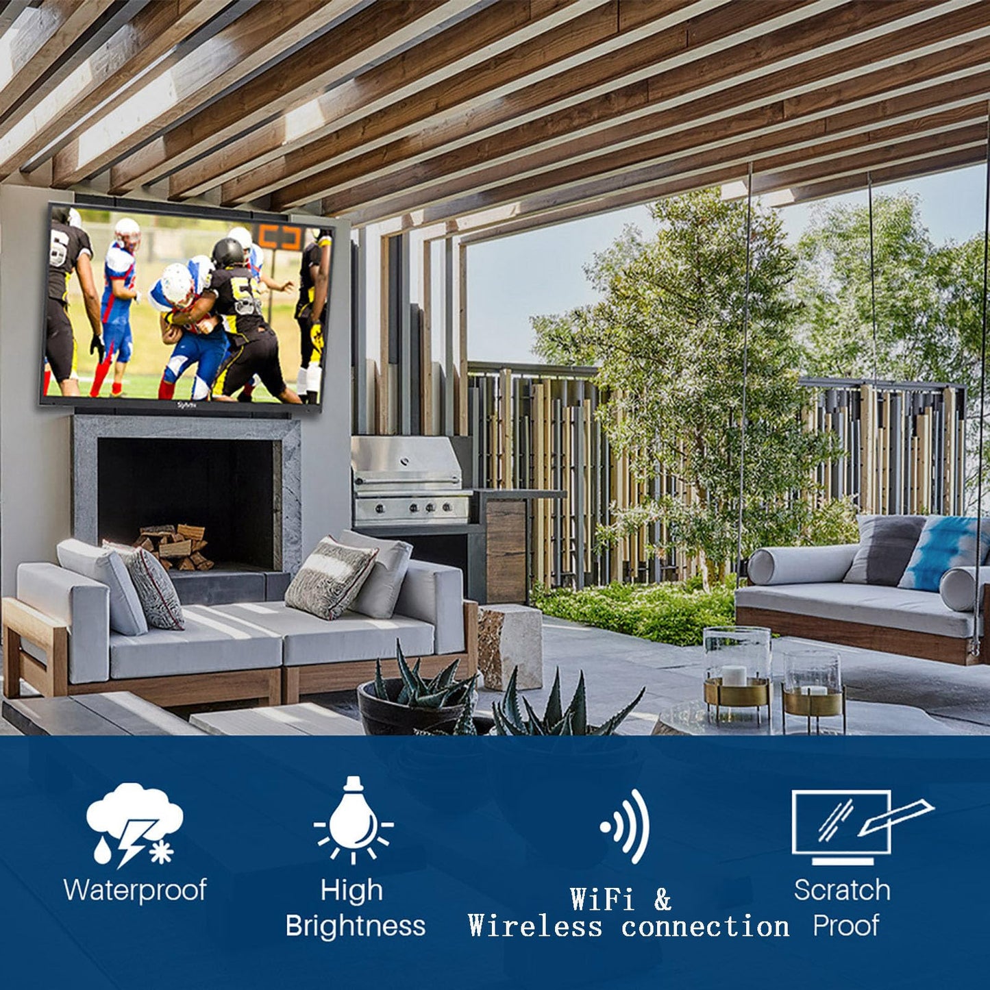 Televisor SYLVOX 55 Pulgadas Resistente al Agua Smart 4K para Sol Parcial