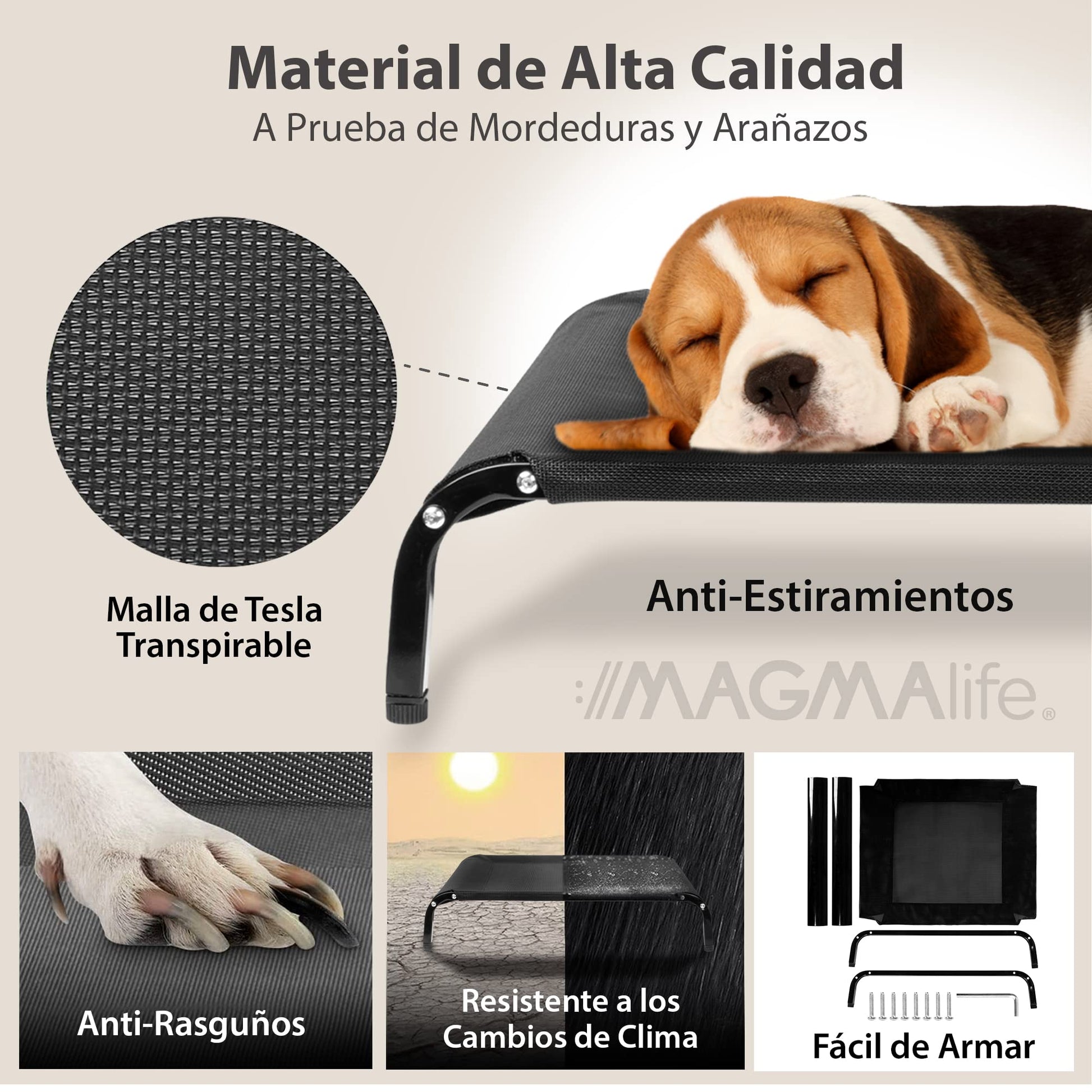 MAGMALIFE Cama para Perro, Cama Elevada con Malla Lavable y Transpirable, Antideslizante, Apto para Usarse en Interior y Exterior, Cama Tipo Hamaca para Perro o Gato