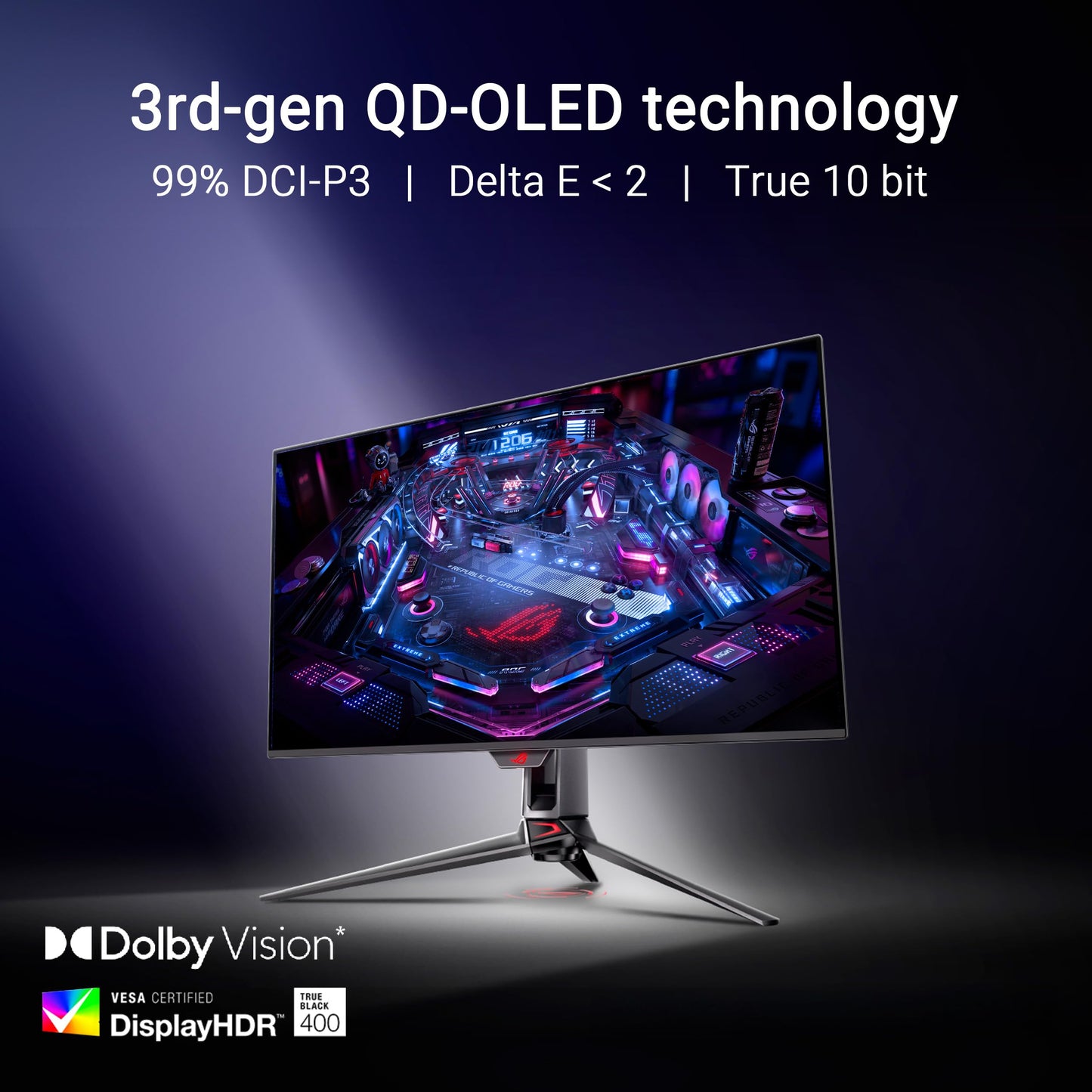 ASUS ROG Swift Monitor para juegos OLED 4K de 32 pulgadas (PG32UCDMR): 4K (3840 x 2160), QD-OLED, 240Hz, 0.03ms, compatible con G-SYNC, 99% DCI-P3, USB-C 90W, DisplayWidget, DisplayPort 2.1, garantía