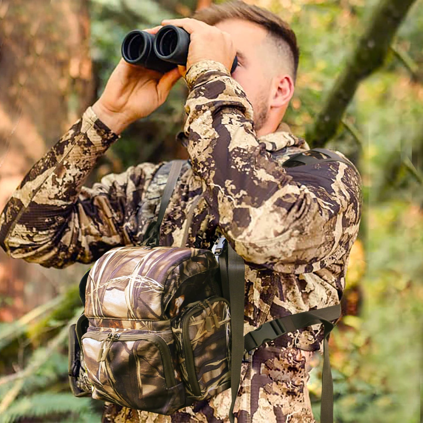 Arnés Binocular MDSTOP Negro con Bolsa para Observación y Caza