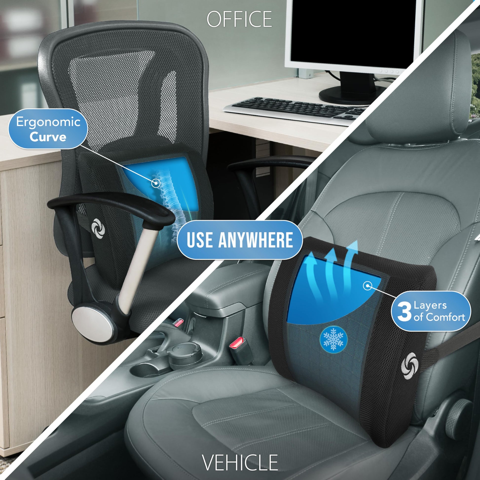 Almohada Cervical de Viaje Samsonite Gris Gel Lumbar para Coche