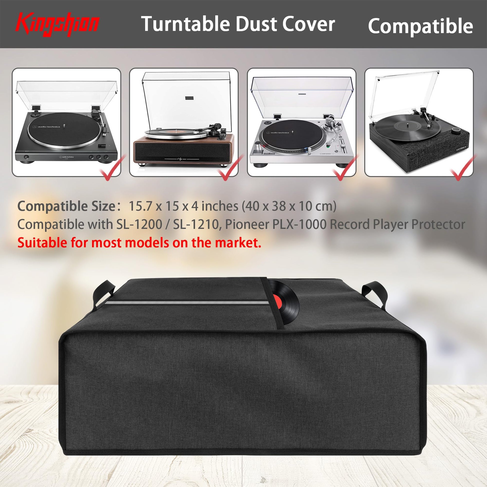 Funda Protectora Kingshion Gris Oscuro Compatible con Audio-Technica AT-LP60X y AT-LP60XBT