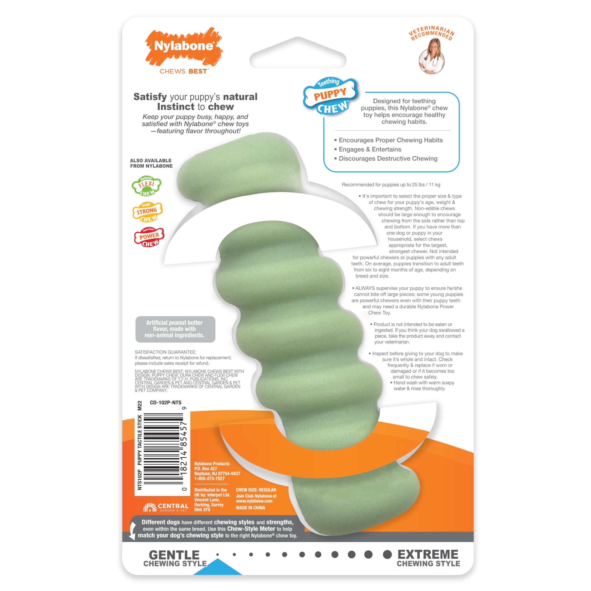 Juguete Sensory de Masticar Nylabone Mantequilla de Maní para Cachorros