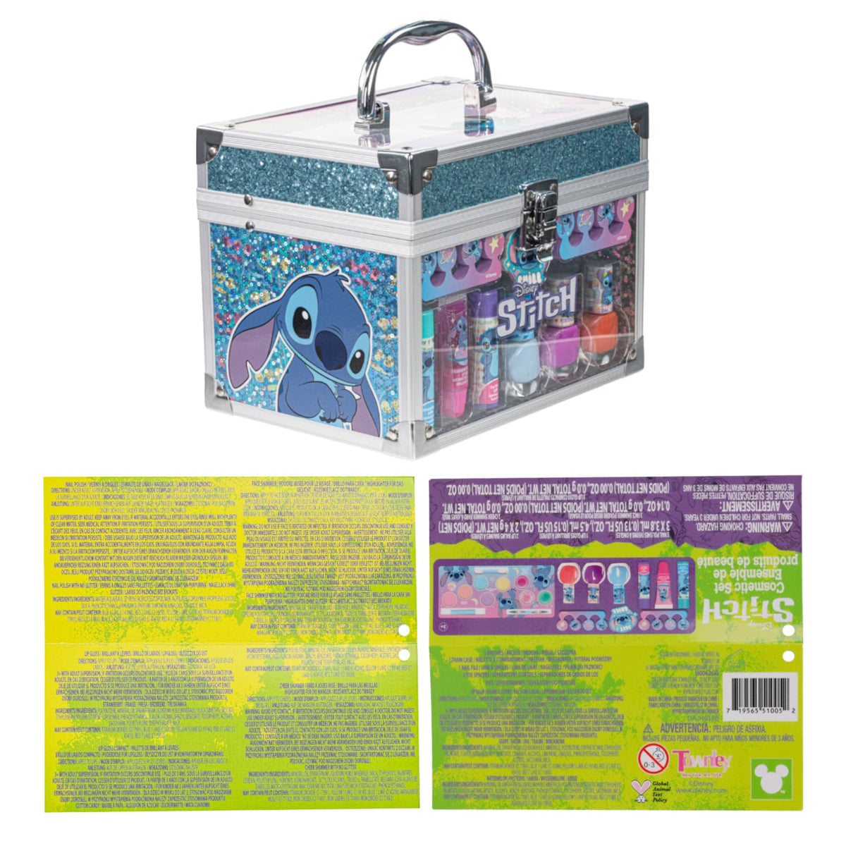 Stitch Set de Maquillaje para Niñas Gloss y Esmalte con Maletín de Belleza