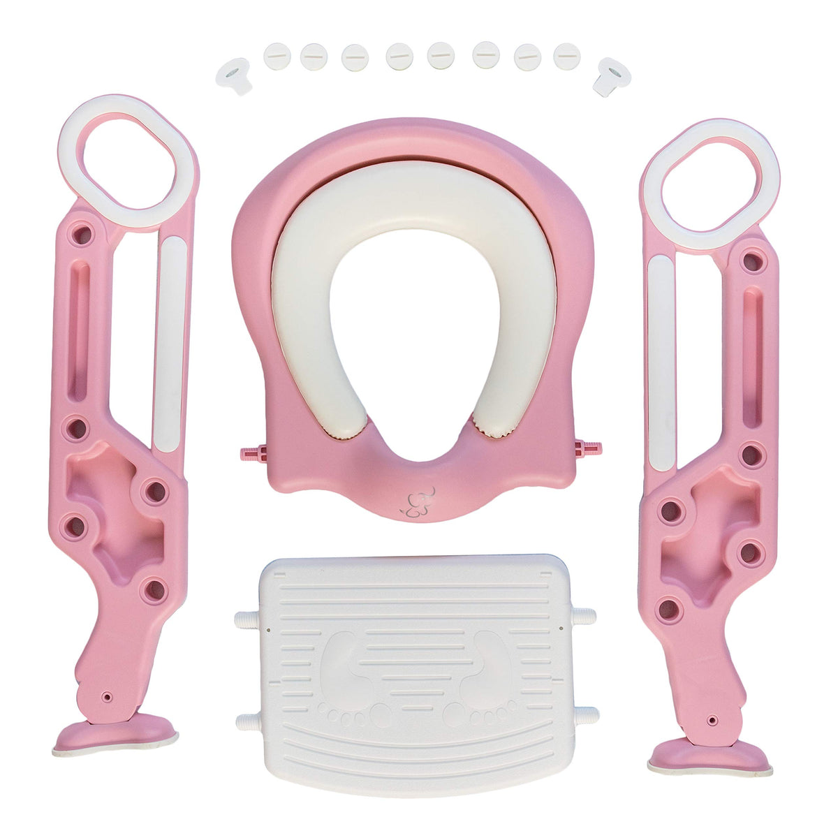 PAPU BABY Asiento Entrenador para Inodoro Acolchonado con Escalera (Rosa/Blanco)